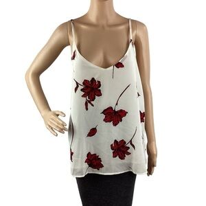 Cotton On Floral Cami Tank Top Size M White Red